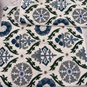 J6 Moss & Willow Sally Embroidery Pillow Covers Set of 2 Blue Green Floral 20x20
